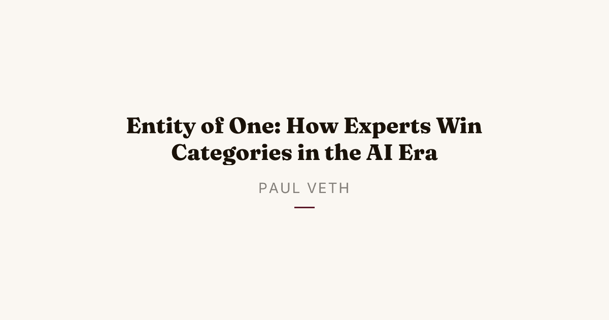 Entity of One: Monopoly Thinking for Experts in the AI Era