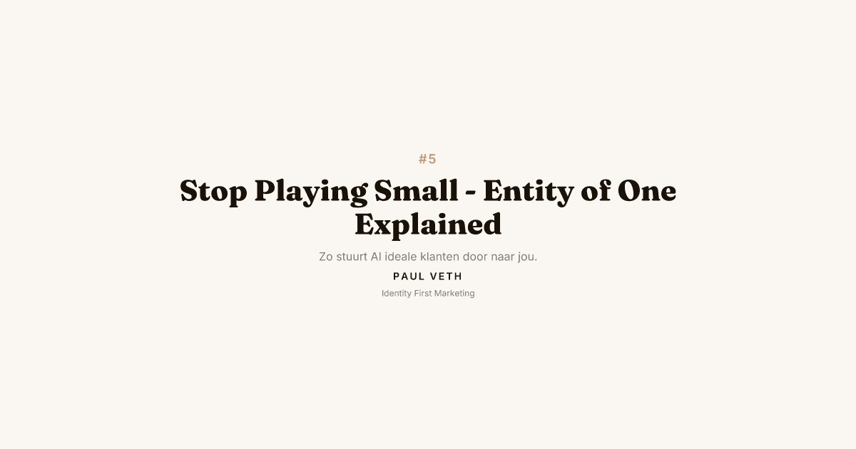 Entity of One: Stop Playing Small in the AI Era